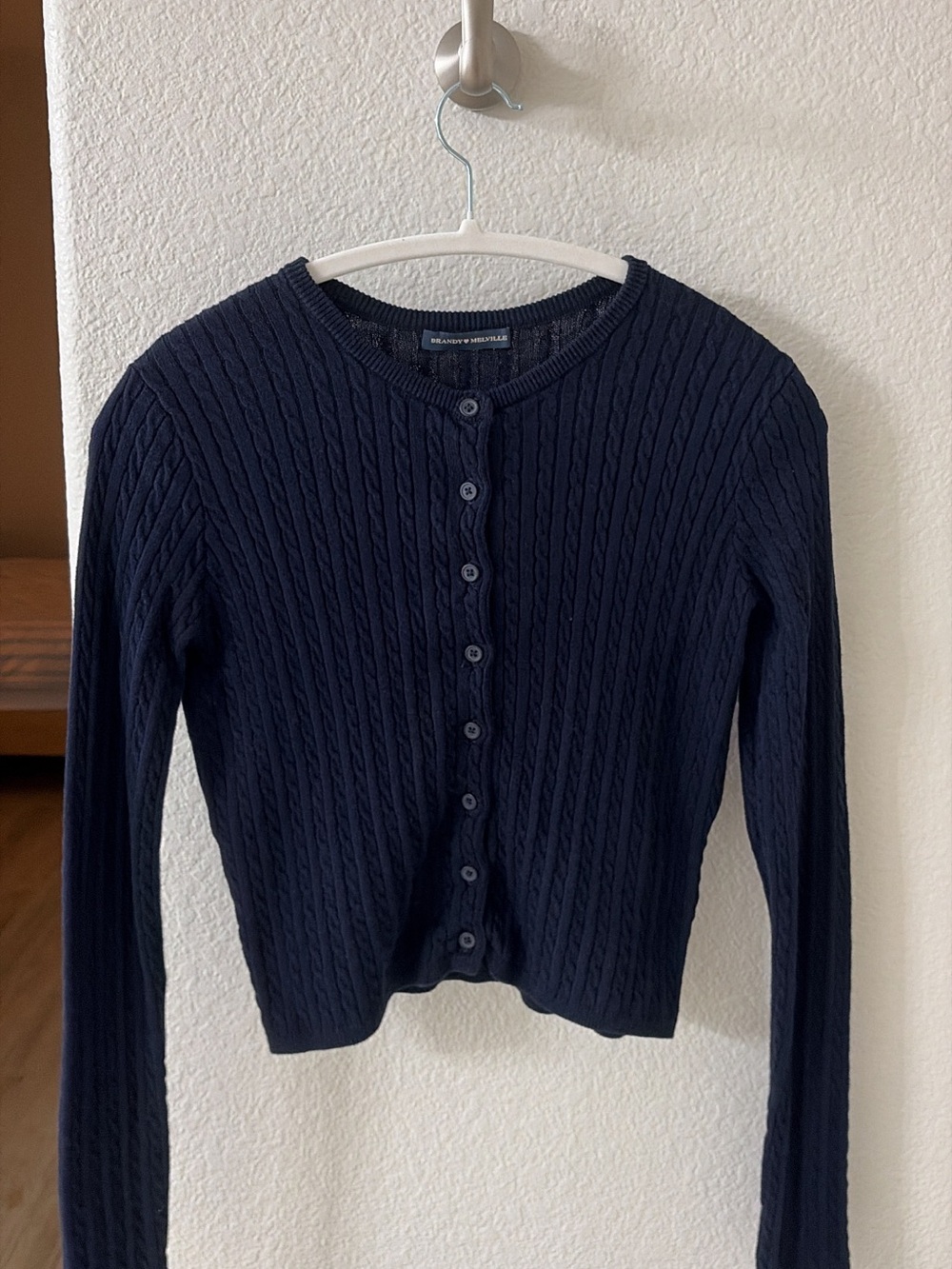 Brandy Melville Zoe Cable Knit Cardigan — Navy 💙